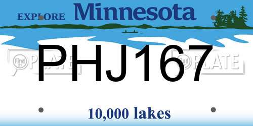 PHJ167 Minnesota License Plate