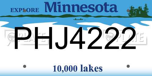 PHJ4222 Minnesota License Plate