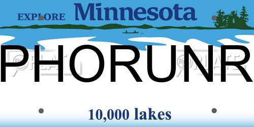 PHORUNR Minnesota License Plate
