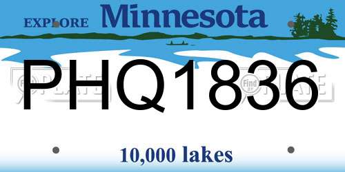 PHQ1836 Minnesota License Plate
