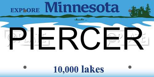 PIERCER Minnesota License Plate
