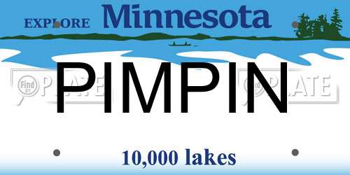 PIMPIN Minnesota License Plate