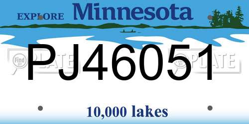 PJ46051 Minnesota License Plate