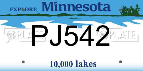 PJ542 Minnesota License Plate
