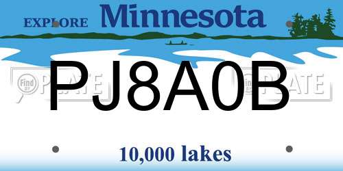 PJ8A0B Minnesota License Plate