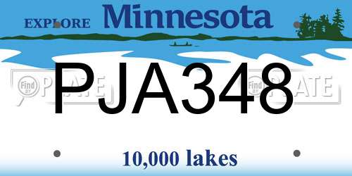 PJA348 Minnesota License Plate