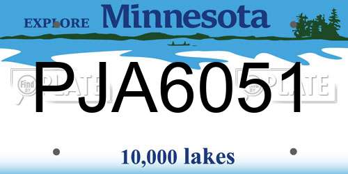 PJA6051 Minnesota License Plate