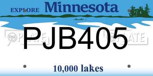 PJB405 Minnesota License Plate