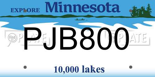 PJB800 Minnesota License Plate