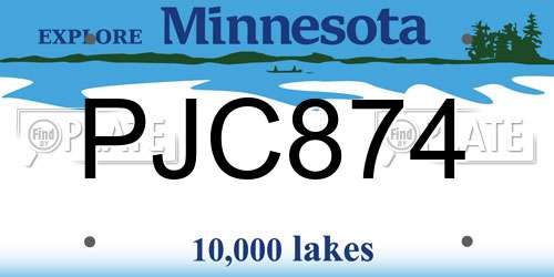 PJC874 Minnesota License Plate