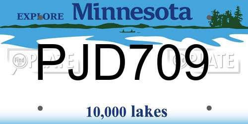 PJD709 Minnesota License Plate