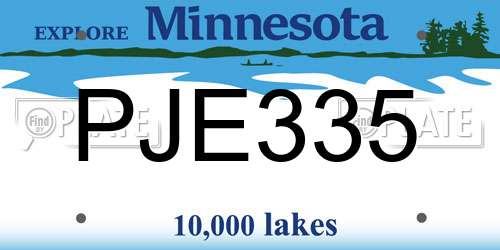PJE335 Minnesota License Plate