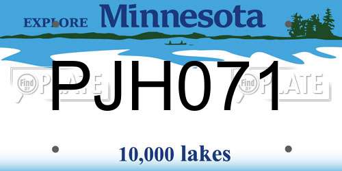 PJH071 Minnesota License Plate