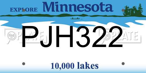 PJH322 Minnesota License Plate