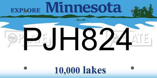 PJH824 Minnesota License Plate