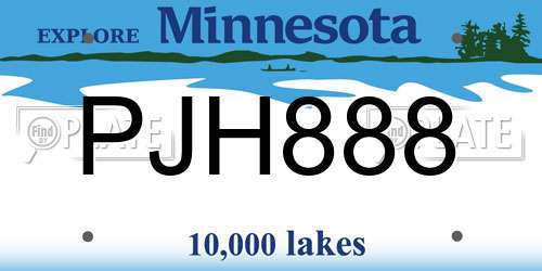 PJH888 Minnesota License Plate