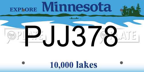 PJJ378 Minnesota License Plate
