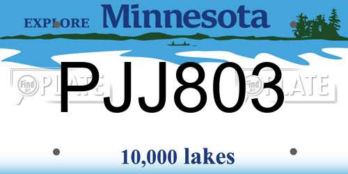 PJJ803 Minnesota License Plate