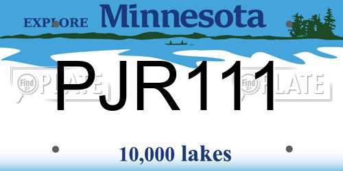 PJR111 Minnesota License Plate