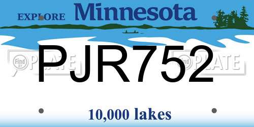 PJR752 Minnesota License Plate