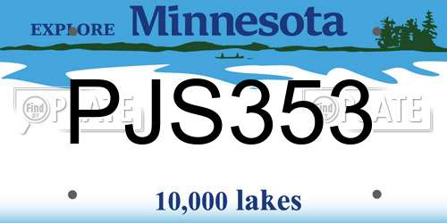 PJS353 Minnesota License Plate