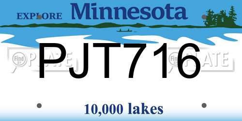 PJT716 Minnesota License Plate