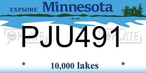 PJU491 Minnesota License Plate