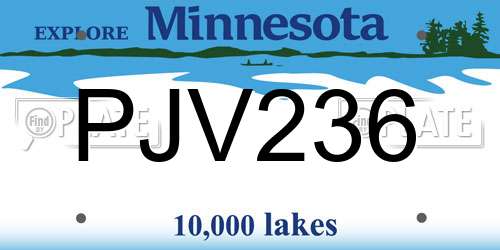 PJV236 Minnesota License Plate
