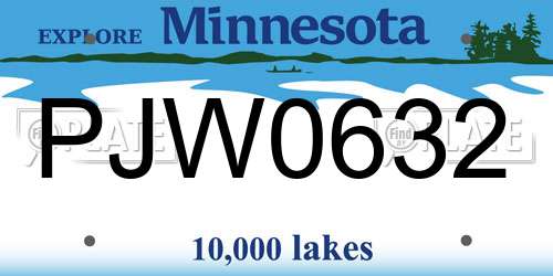 PJW0632 Minnesota License Plate