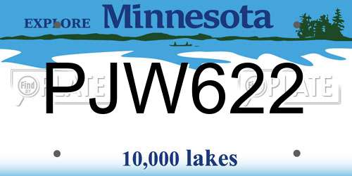 PJW622 Minnesota License Plate
