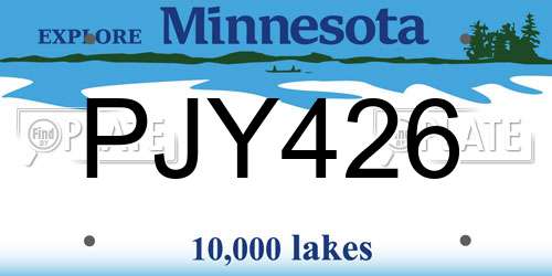 PJY426 Minnesota License Plate