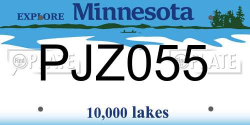 PJZ055 Minnesota License Plate