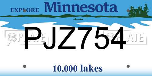 PJZ754 Minnesota License Plate