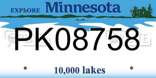 PK08758 Minnesota License Plate