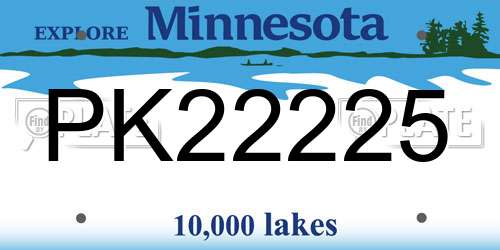 PK22225 Minnesota License Plate