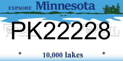 PK22228 Minnesota License Plate