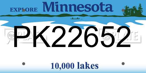 PK22652 Minnesota License Plate