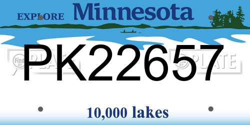 PK22657 Minnesota License Plate