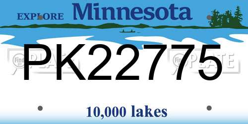PK22775 Minnesota License Plate