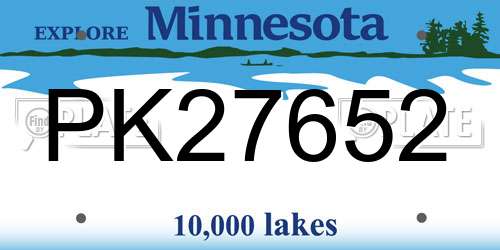 PK27652 Minnesota License Plate