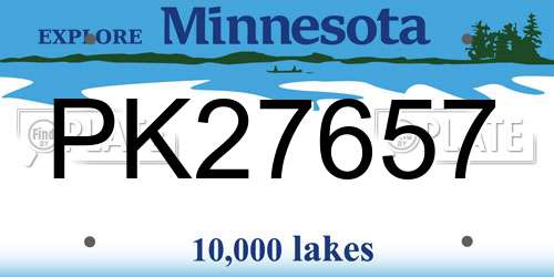 PK27657 Minnesota License Plate