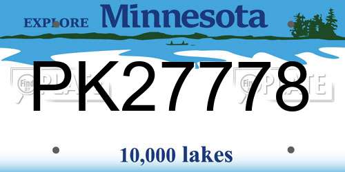 PK27778 Minnesota License Plate