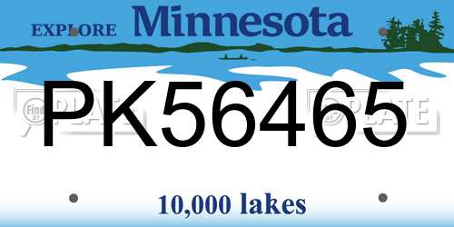PK56465 Minnesota License Plate