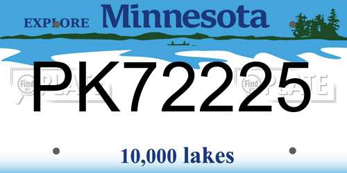 PK72225 Minnesota License Plate
