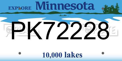 PK72228 Minnesota License Plate