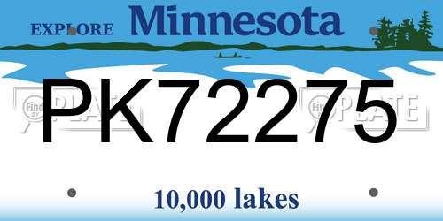 PK72275 Minnesota License Plate