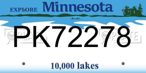 PK72278 Minnesota License Plate
