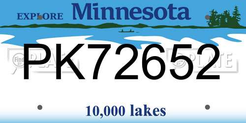 PK72652 Minnesota License Plate