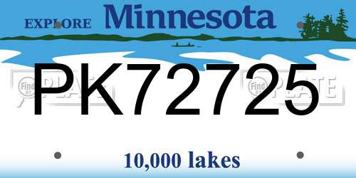 PK72725 Minnesota License Plate