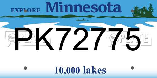 PK72775 Minnesota License Plate